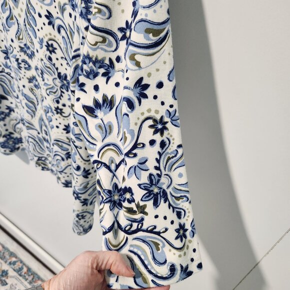 Croft & Barrow Women's 3/4 Sleeve Boatneck Blue White Floral Top Blouse Large - Picture 4 of 5